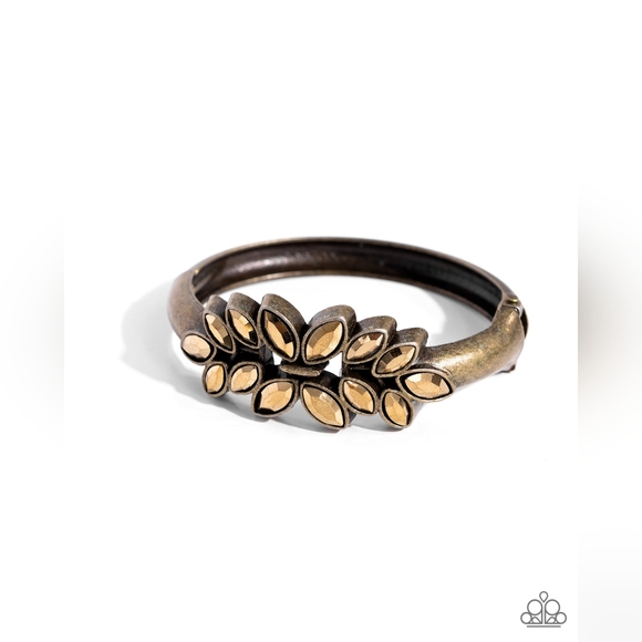 Glamorously Garnished Brass Bracelet - Picture 2 of 2